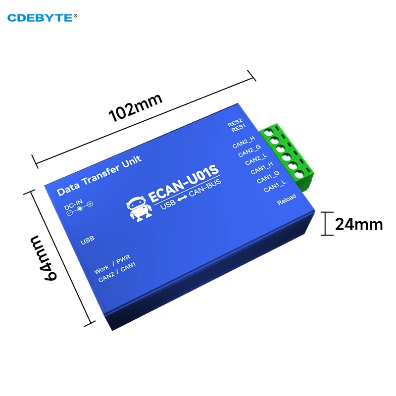 Convertidor CAN a USB, Analizador de Bus, depurador CAN2.0, transceptor bidireccional de 2 vías, relé portátil CDEBYTE ECAN-U01S