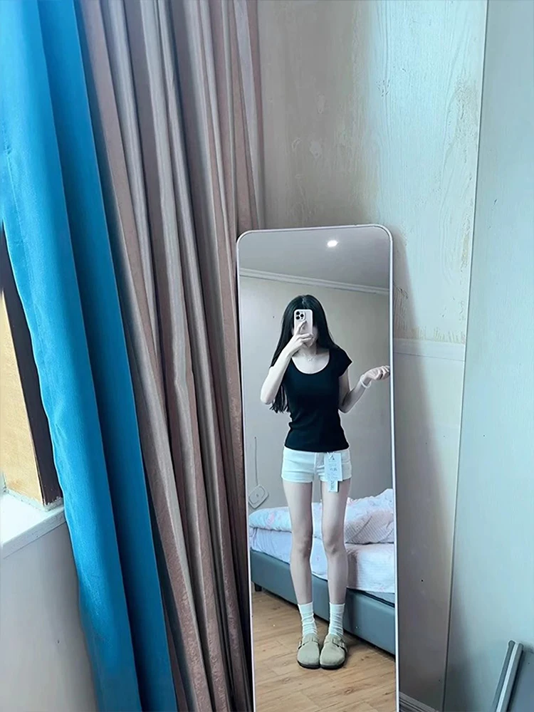 

American Sle Sexy White Denim orts Women Summer Thin High Waist Elastic Slimming Sexy Butt Covering Straight Leg Wide Leg...