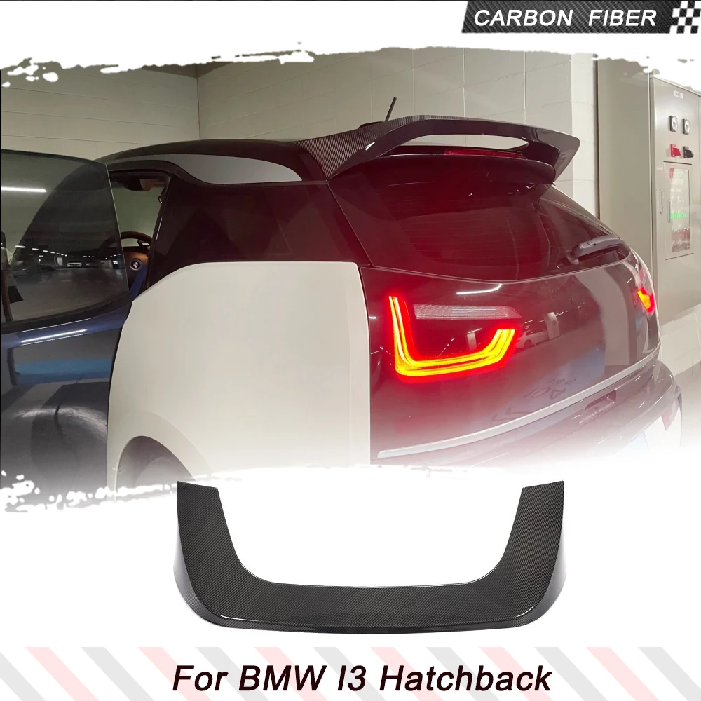 Real Carbon Rear Trunk Roof Spoiler Boot Wing Fit For BMW I3 Hatchback 2014-2020 Rear Top Window Wing Lip FRP Glossy Black Wing