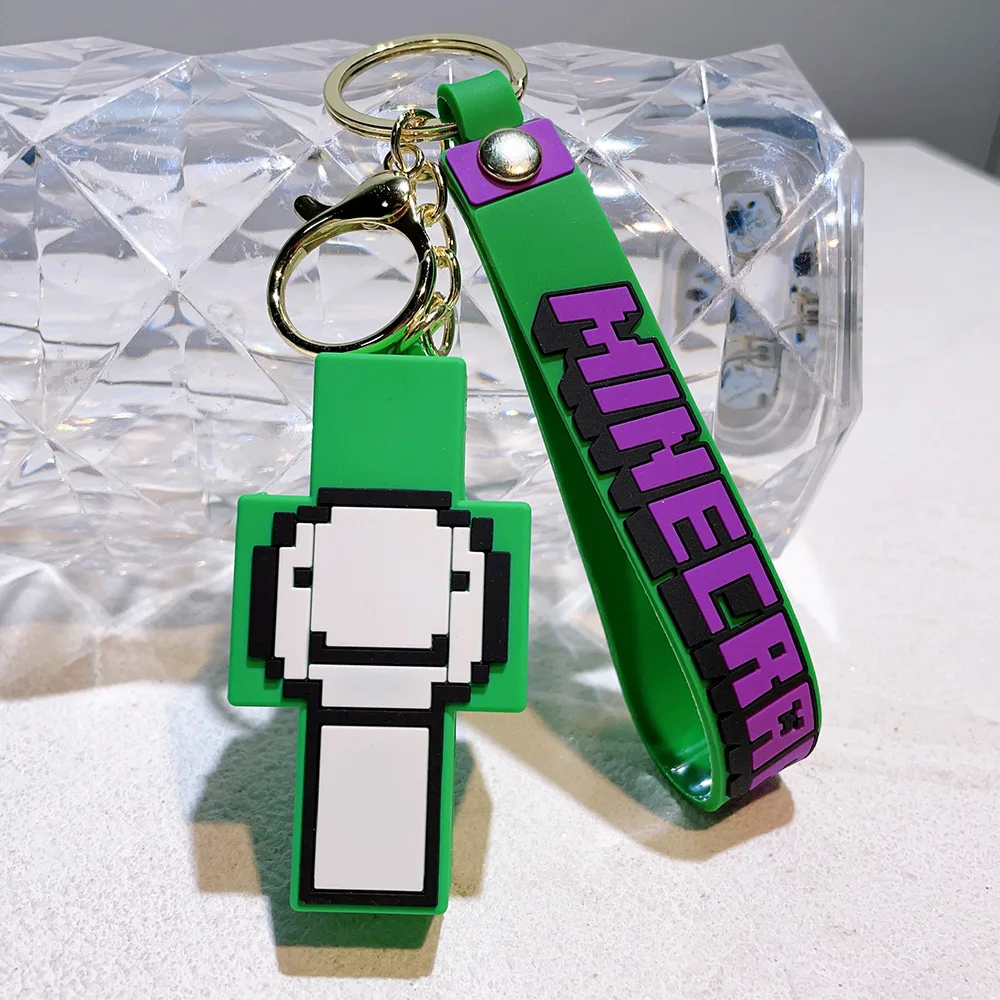 My World Figure Model Keychains Minecraft Pixel Peripherals Toys Pendant Silicone Keyrings Backpacks Accessories Birthday Gifts