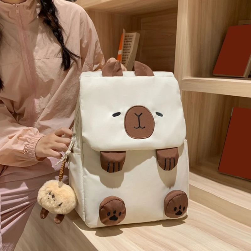 

Women Travel Backpack Girls Cartoon Capybara Large Backpack College Student Schoolbag Multiple Pockets Laptop Book Bag