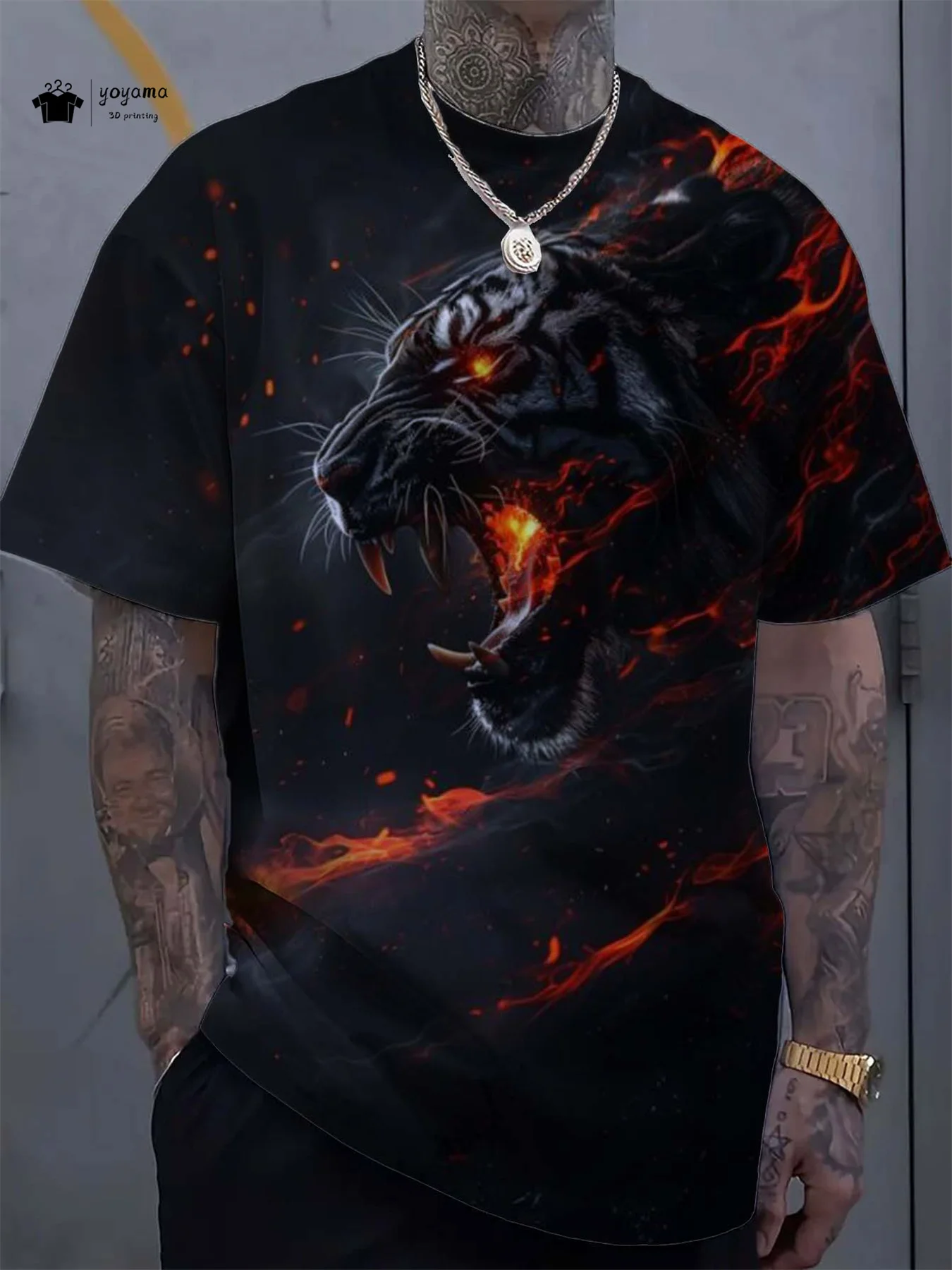 

Модная мужская футболка с 3D принтом Fierce Tiger, футболка с короткими рукавами, новая летняя мужская уличная повседневная футболка, мужская одежда больших размеров
