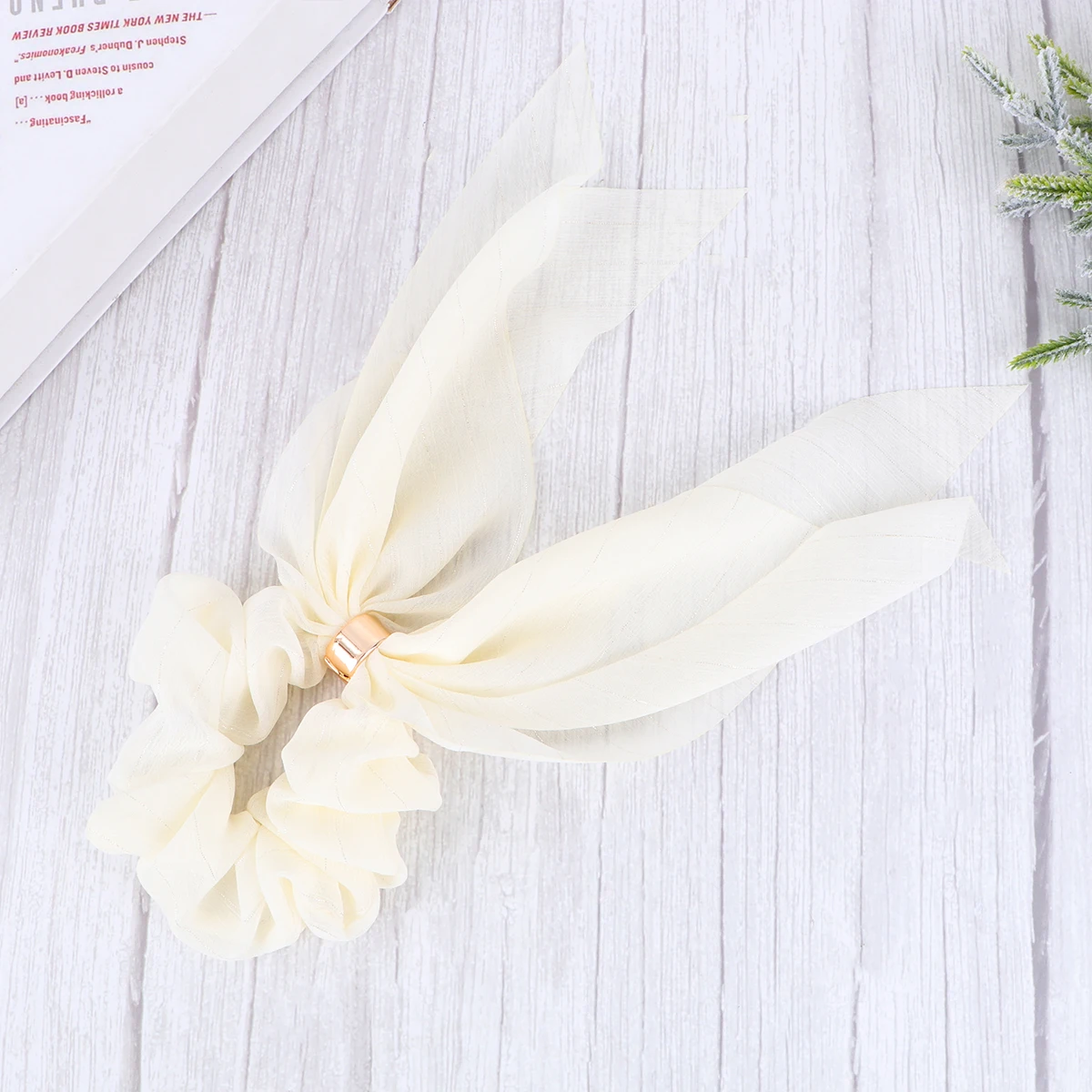 

Hair Ties Butterfly Bow Scrunchies Cloth Ponytail Holders Thick Hair Daily Wear Gift Yellow Fabric
