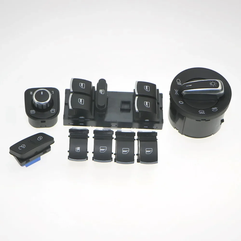 Car Chrome Electronic Window Glass Switch Control Button Set For VW Jetta Golf Rabbit 1K0 962 125 B 1KD 959 833 5ND959857