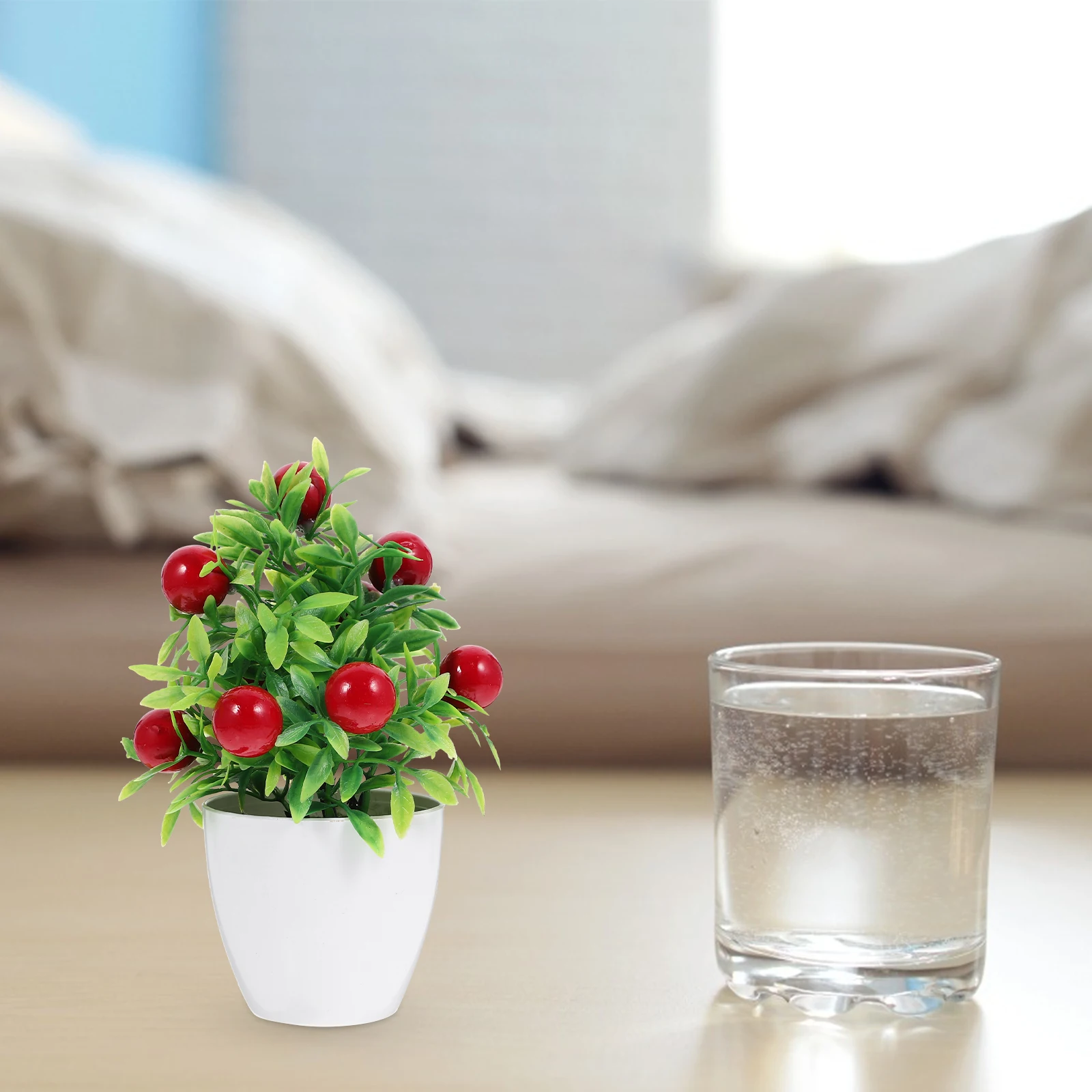 

2Pcs Artificial Fruit Tree Bonsai High Simulation Lifelike Home Decor Photography Prop Easy Clean Small Space Friendly