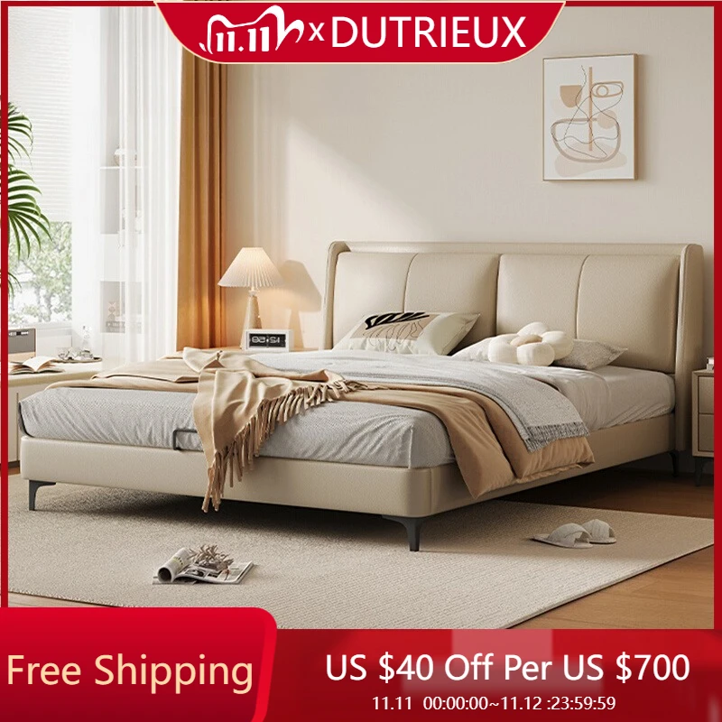 

Modern Aesthetics Bed European Minimalist Design Wedding Fashionable Bed Apartment Lazy Confortable Cama De Casal Home Furniture