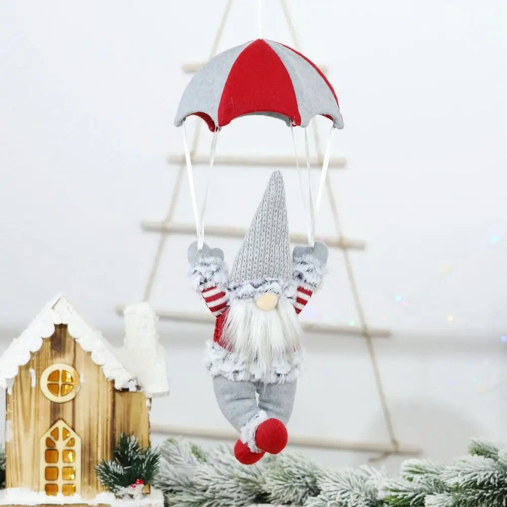 Nordic Hanging Skydiving Gnomes Ornaments Cartoon Handmade Christmas Gnomes Ornaments Cute Dwarf Parachute Pendant Table