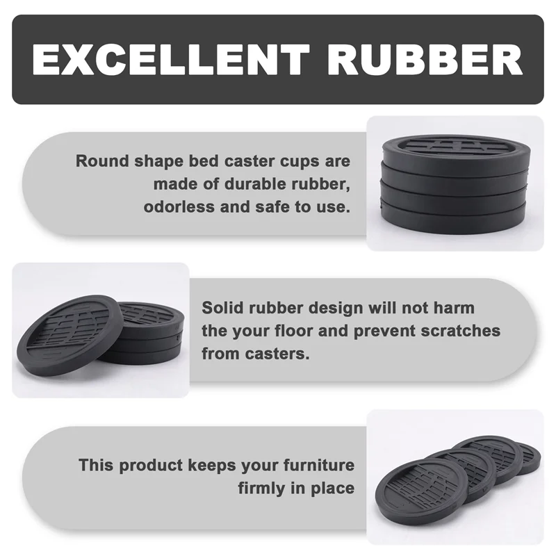 ABLU-Furniture Castor Cups 4 PCS, Rubber Feet Pads Non Slip Furniture Coasters For Chair Leg Floor Protectors Bed Sofa Wheel