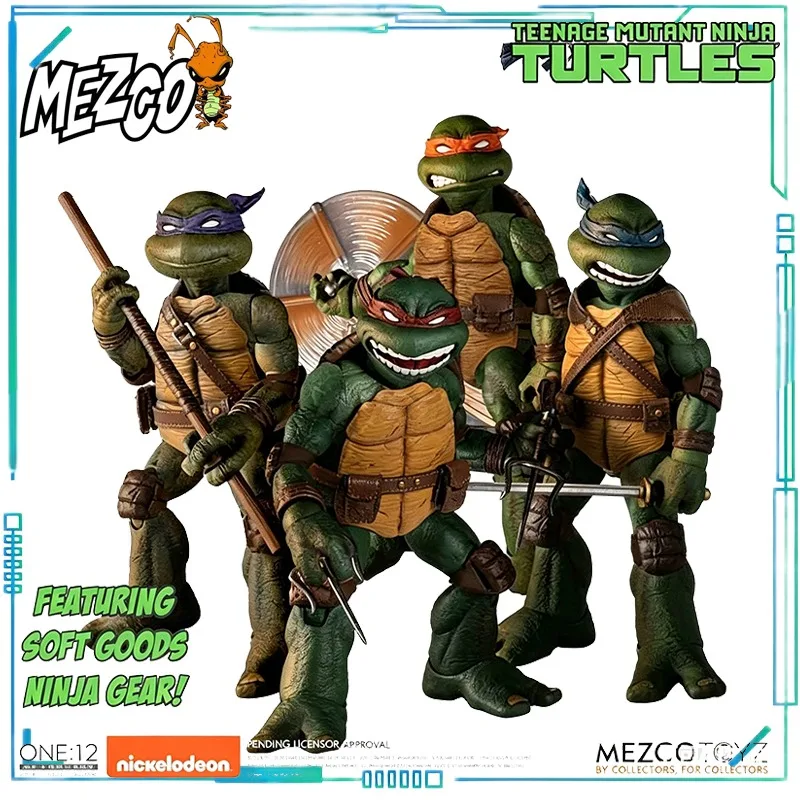 

Коллекционный набор подвижных фигурок Mezco Toys: Черепашки-ниндзя, масштаб 1/12, готовые модели, 4 фигурки, люкс-версия
