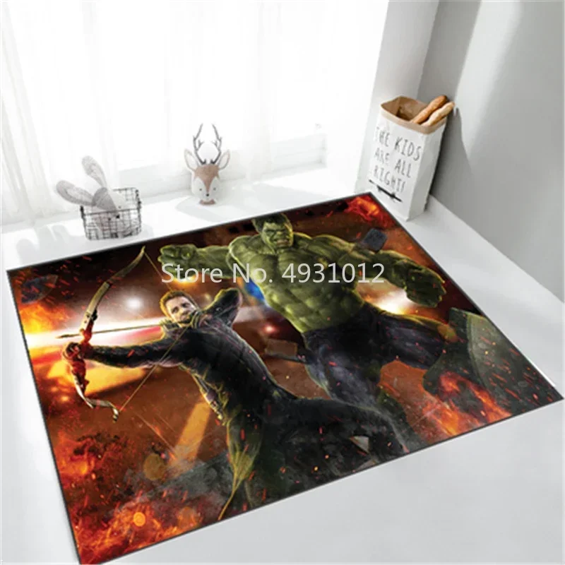 Disney Avengers Iron Man Hulk Thor Rug Blanket for Baby Kids Bedroom Living Room Carpet Non-slip Mat Home Floor Decoration