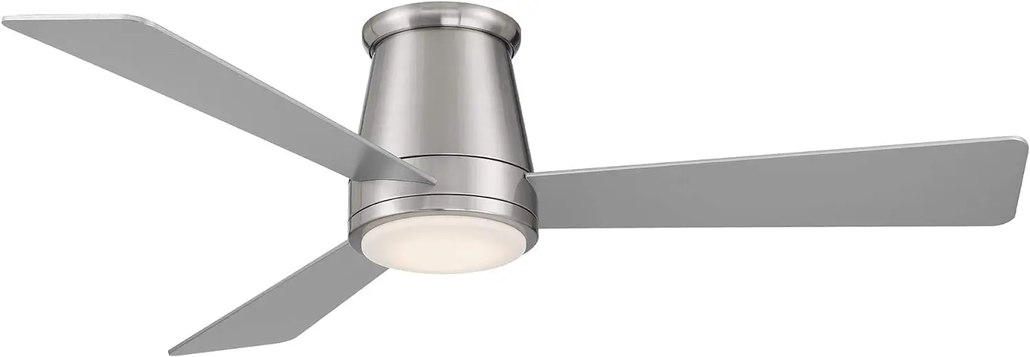 

Smart Fans Hug Indoor and Outdoor 3-Blade Flush Mount Ceiling Fan 52in Brushed Nickel with 3000K LED Light Kit