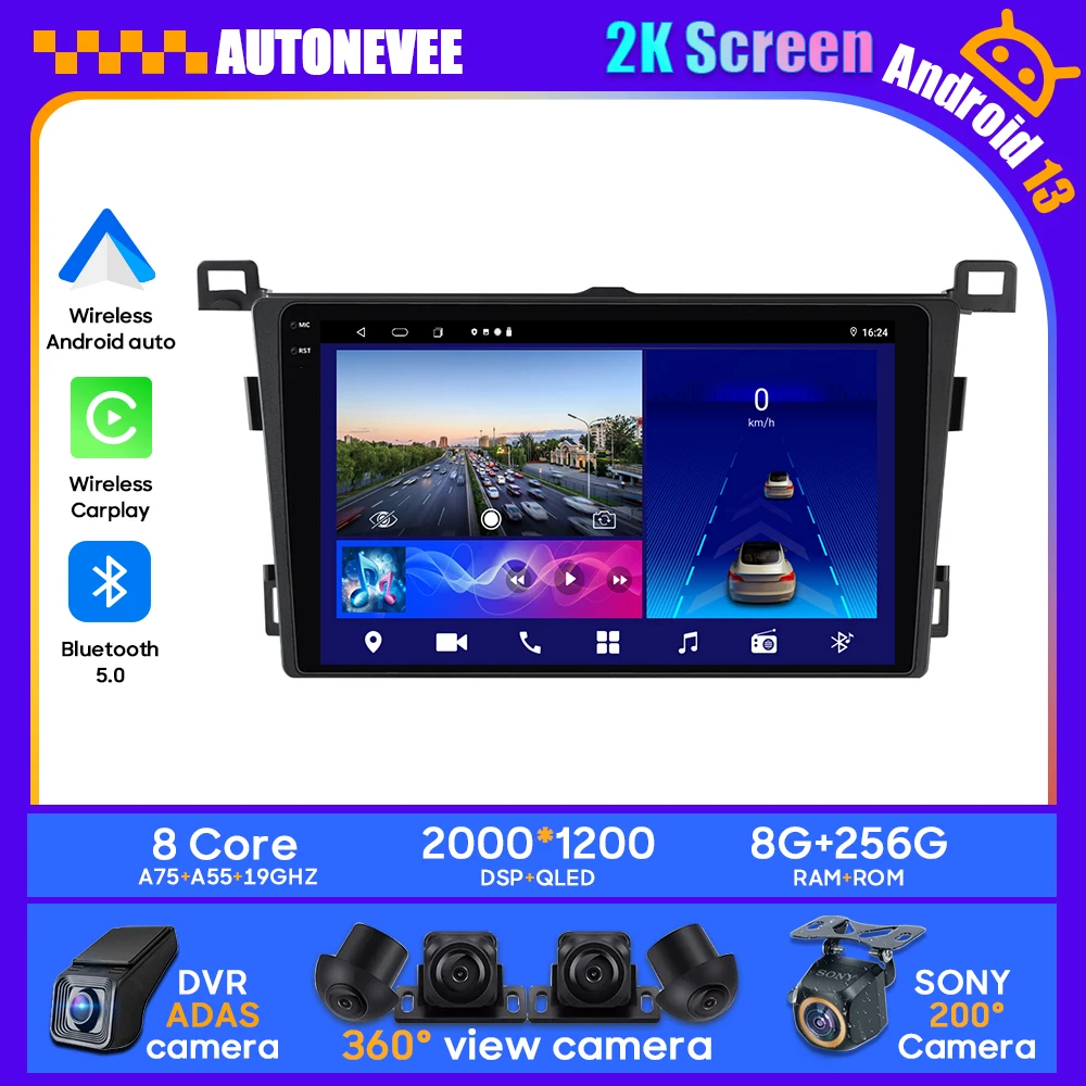 

Android 13 For Toyota RAV4 4 XA40 5 XA50 2012 - 2018 Right Car Wireless Carplay Multimedia Navigation Player GPS BT GPS No 2din