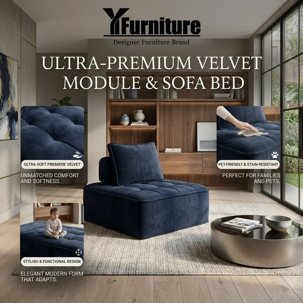 Modular Customized Modern Square Sectional Sofa Eco-Friendly Fabric Compressed Sponge Filling for Apartment Villa Living Rooms