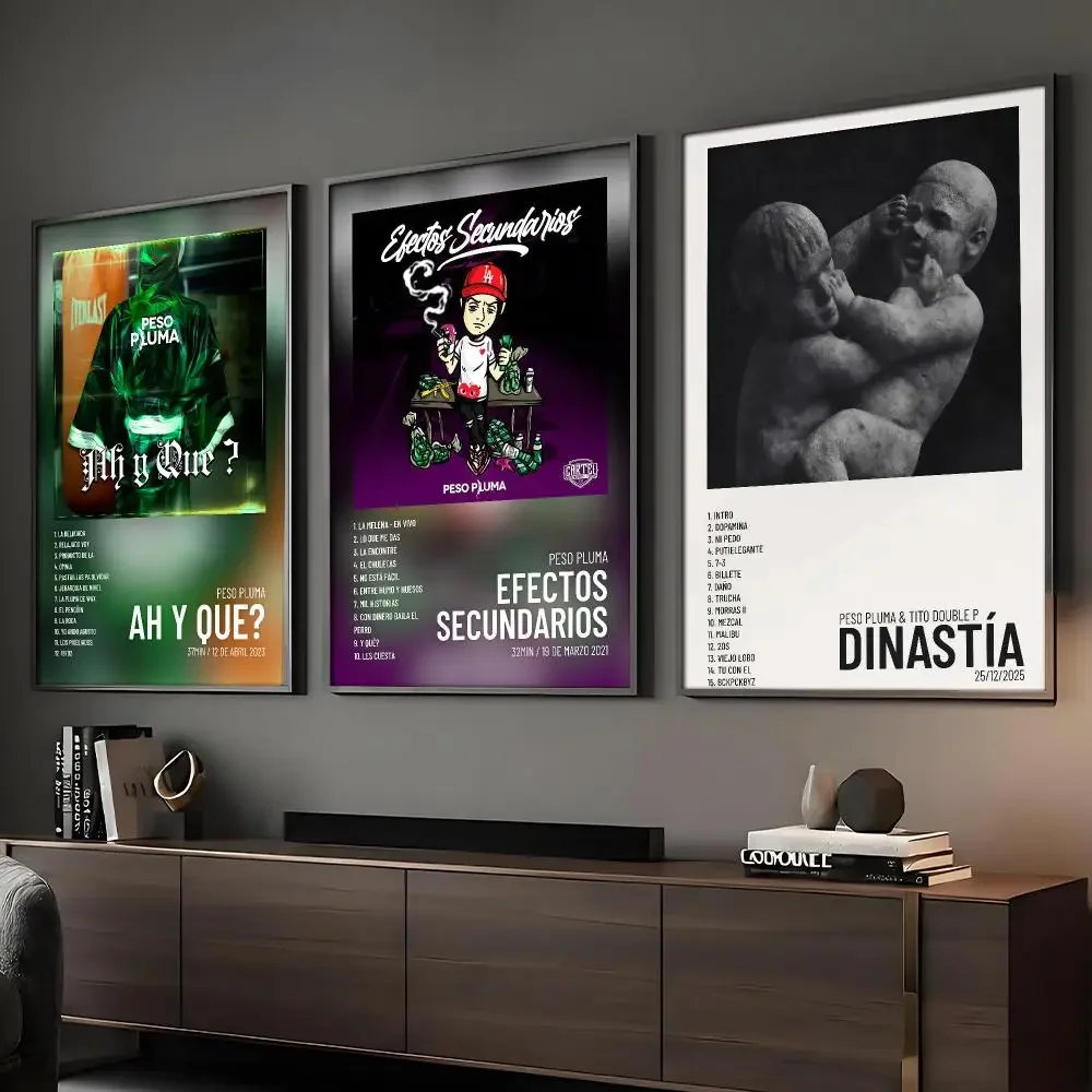 Rapper Peso Pluma Poster HD Sticky Wall Art Printing Waterproof Home Living Bed Room Bar Aesthetic Decor