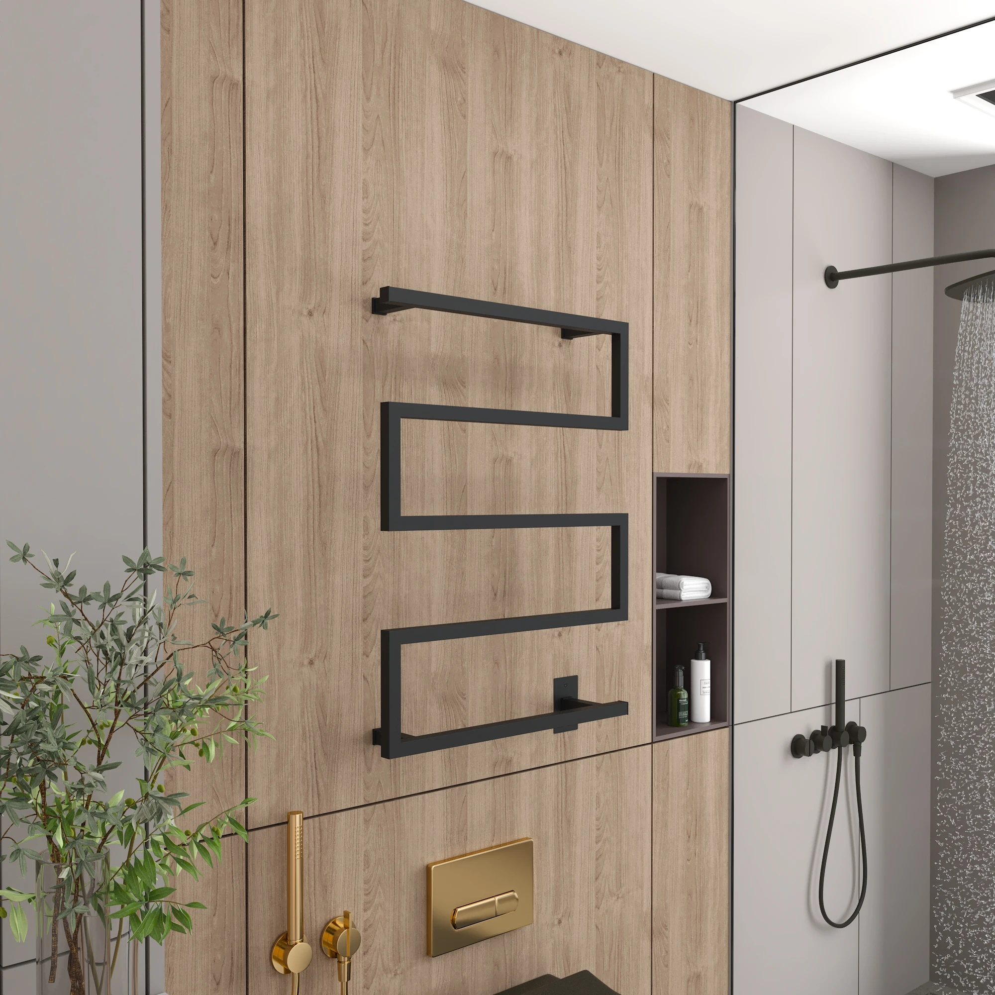 IP44 Luxury Golden Towel Racks Wall Mounted 304 Stainless Steel Brushed Gold Heated Towel Rails