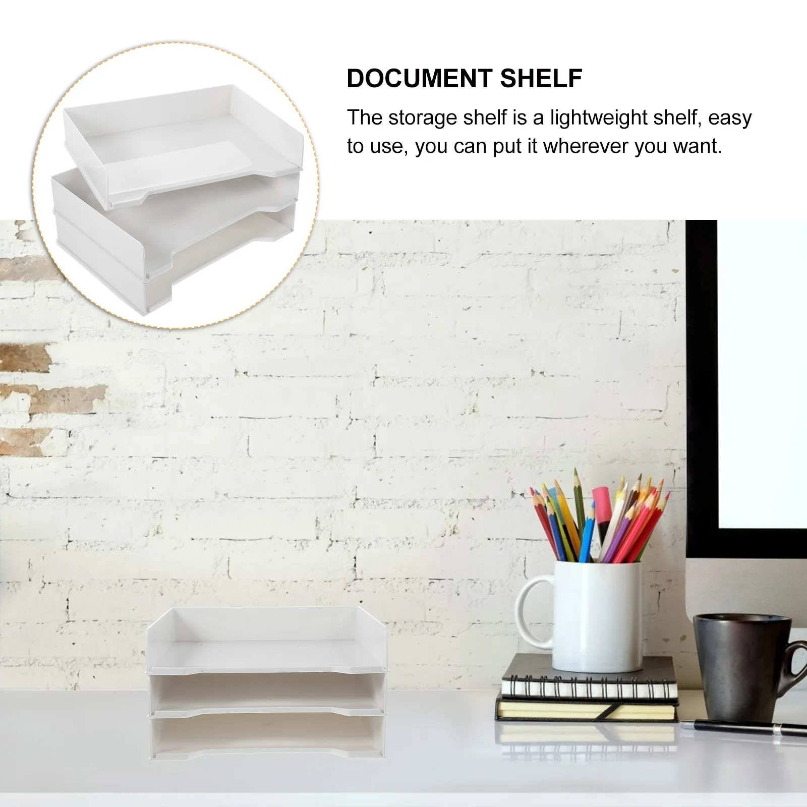 

3 Pcs File Storage Box Office Holder Accessories Shelf Desktop Rack Supplies Container Plastic Stationery Containers Student