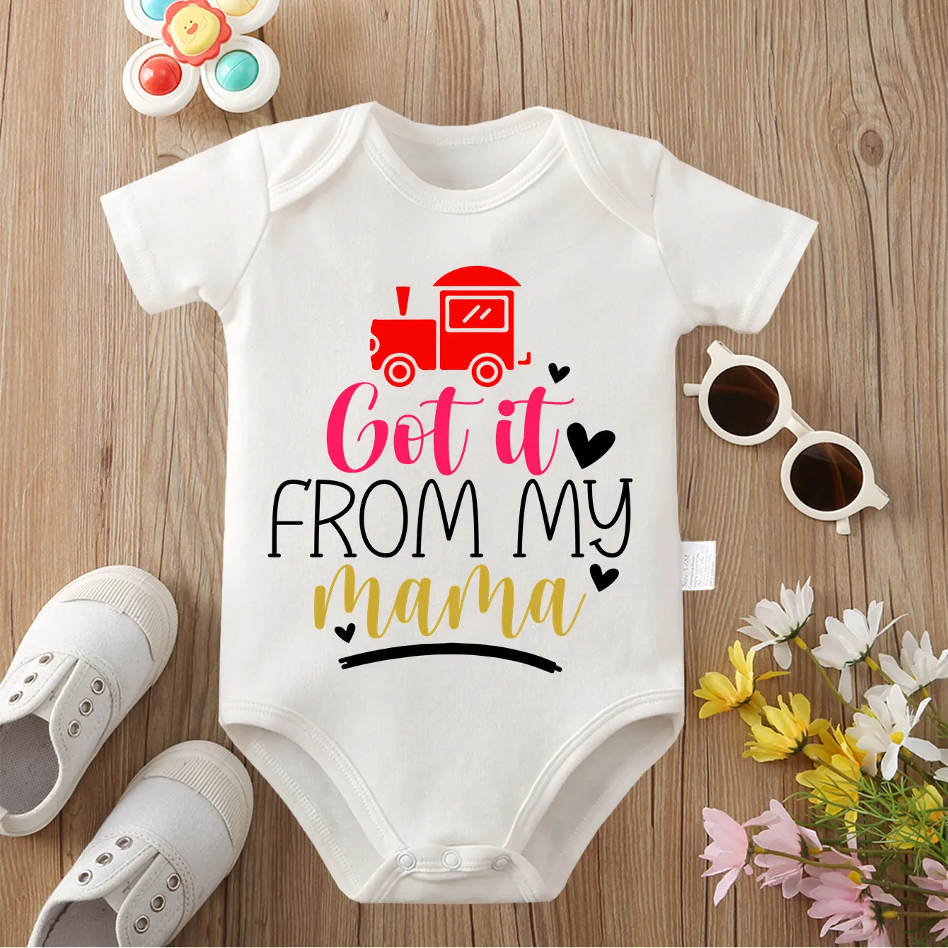 

Got It From My Mama, изысканная ткань с принтом, удобный комбинезон из чистого хлопка для ребенка, комбинезон для новорожденных от 0 до 12 месяцев