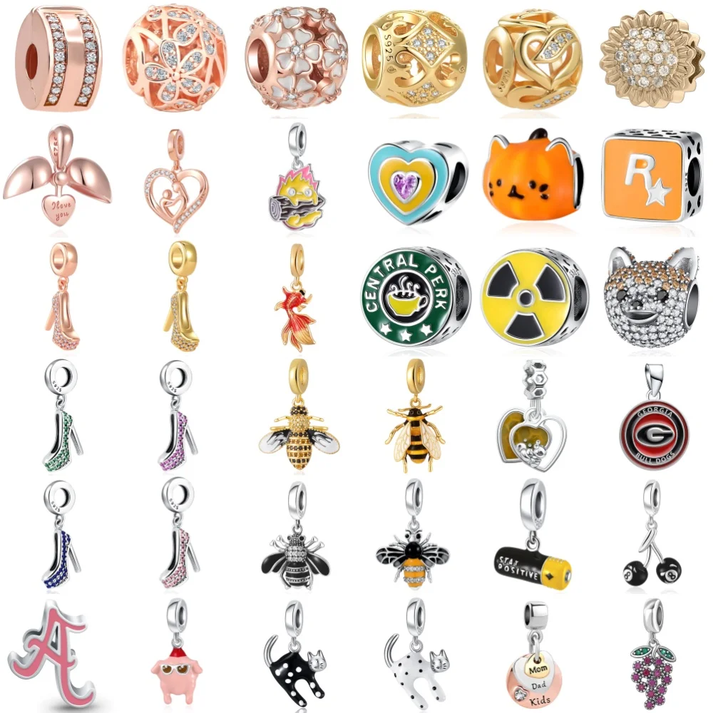 Hot selling 925 Silver High Heels,Cat,Fish Bead Pendant Suitable European Original Bracelet DIY Accessories,Exquisite Jewelry