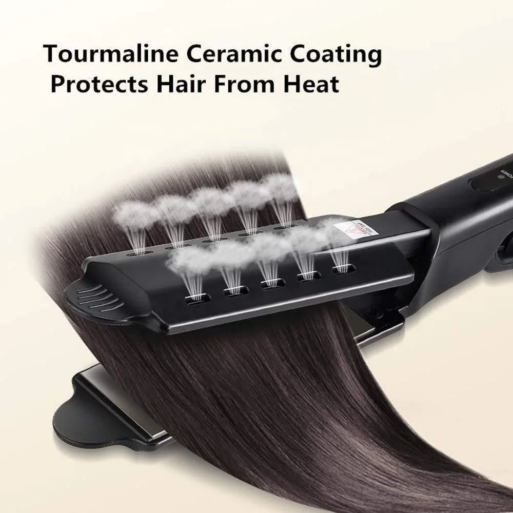 Professional Salon  Flat Iron Wide Plate Fast Steam Hair Straightener Electric LED Excellent Heat Dissipation Household