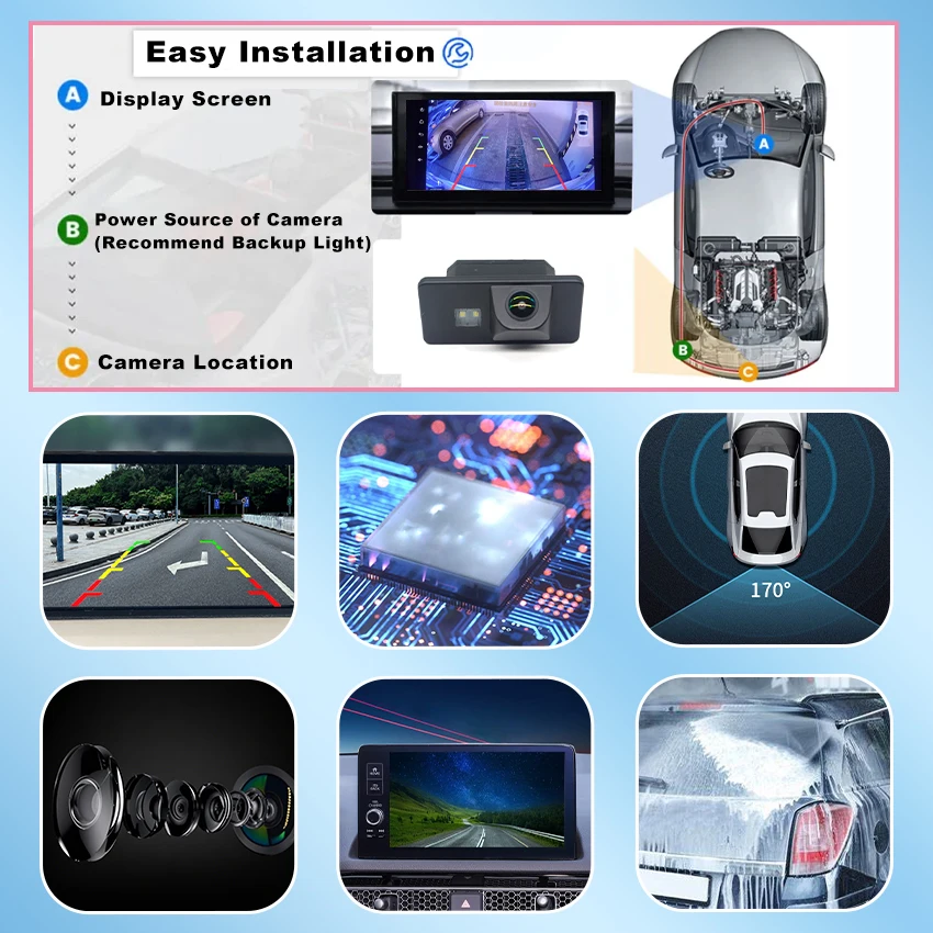 170 °   كاميرا الرؤية الخلفية للسيارة عالية الدقة CCD مقاومة للماء لسيارة تويوتا لاند كروزر برادو 2010 ~ 2018 بدون إطار احتياطي Oem كاميرا بفتحة محفوظة