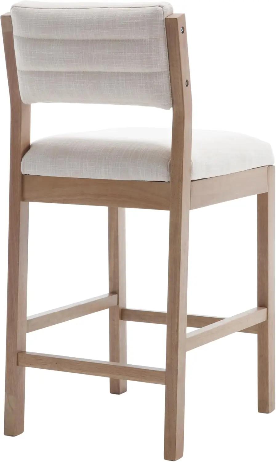 26' Counter Height Bar Stools Set of 2, Modern Upholstered with Back, Wood Legs, Beige Linen Farmhouse Kitchen Chairs