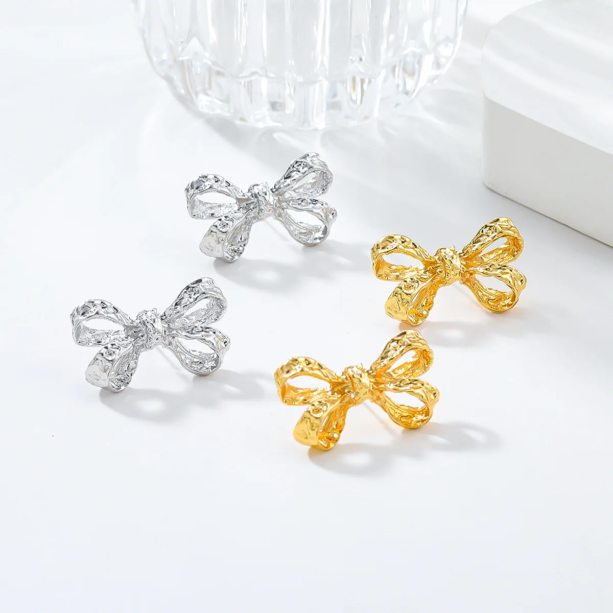 girlgo New ZA Metal Bow Earrings, Cute and Interesting Bow Earrings, Daily Wear Jewelry for Women Accessories