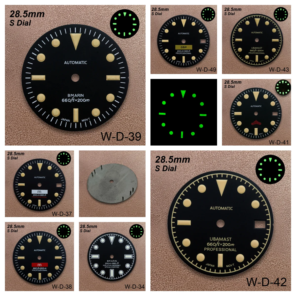 

28.5mm S Logo Black Retro Dial Suitable For NH35/NH36/7S/4R Japanese Movement Green Luminous Watch Modification Accessories