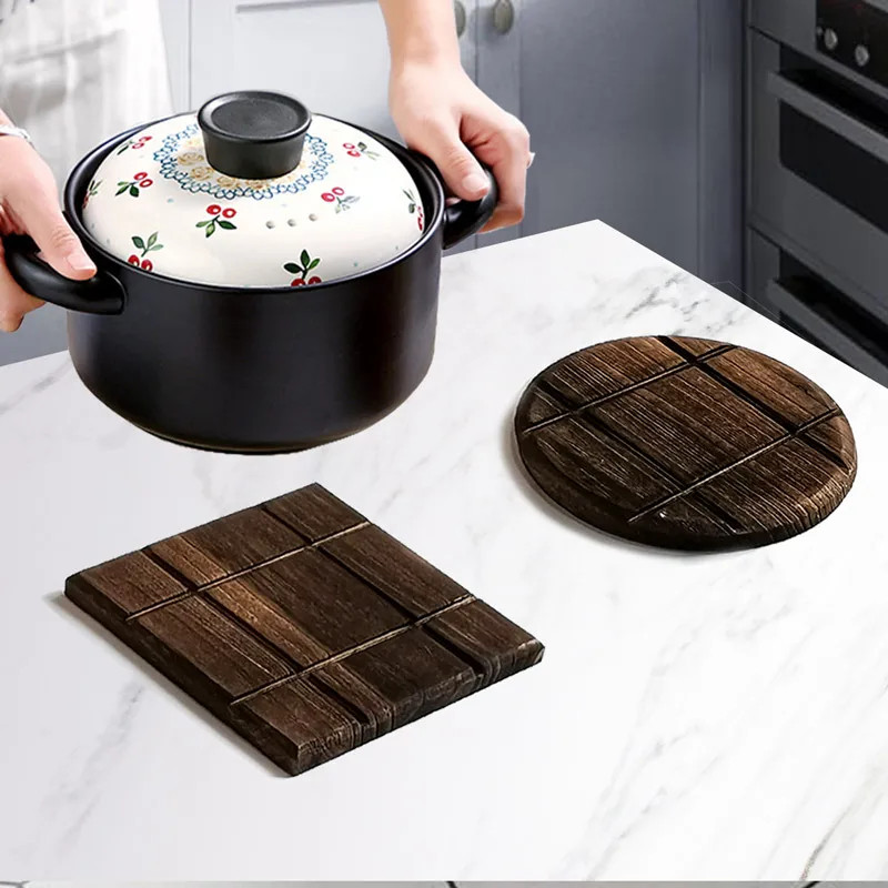 Japanese style clay pot wooden mat, wooden insulation special mat, thickened anti scalding table  , bowl , anti slip water