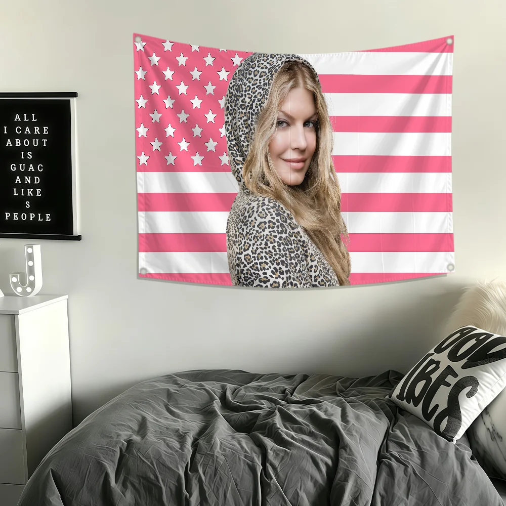 Singer F-Fergie Flag Polyester Printing Banner For Bedroom Living Bar Garden Garage Wall Art Out Door Decoration Fans Gift