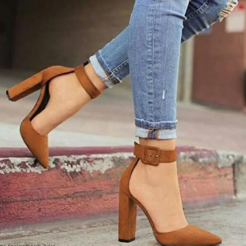 Comem Fashion Ladies High Heels Female Pointed Toe Pumps Women Shoes Woman Ankle Strap Pumps 2023 Summer Sandals Zapatos Mujer