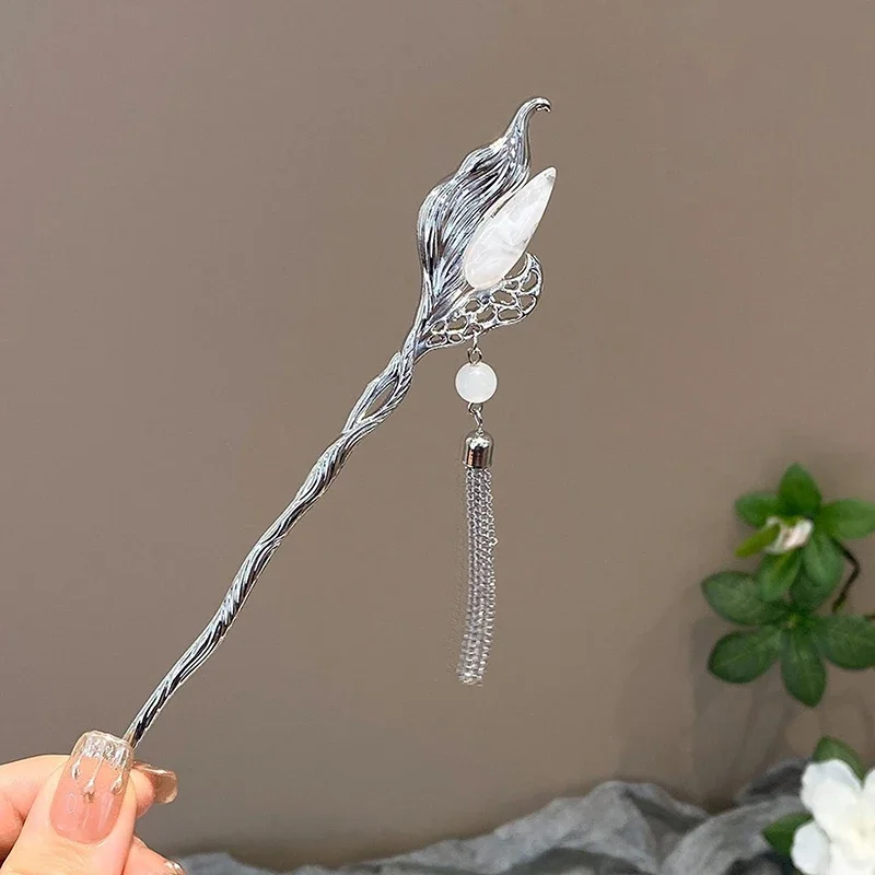 دبابيس شعر على الطراز الصيني العتيق عصي شعر مصنوعة يدويًا للنساء والفتيات شوكة شعر رائعة إكسسوارات شعر متعددة الاستخدامات هدايا #4