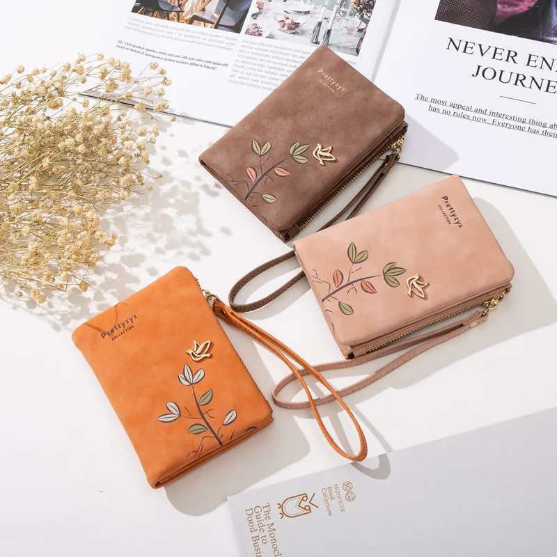 Women's Short Wallet Matte Print Vintage Casual Coin Purse Student Fashion Small Card Holder