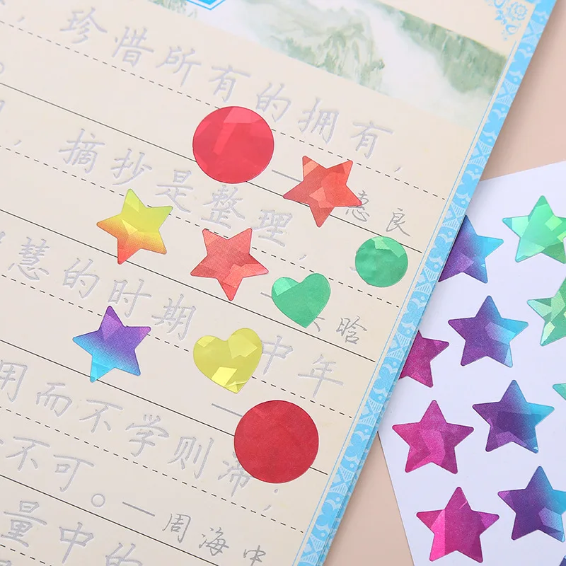 10 sheets/set Star Heart Stickers, 1.5cm Adhesive Small Teacher Stickers for Kids Classroom Teacher Supply, Holographic Sticker