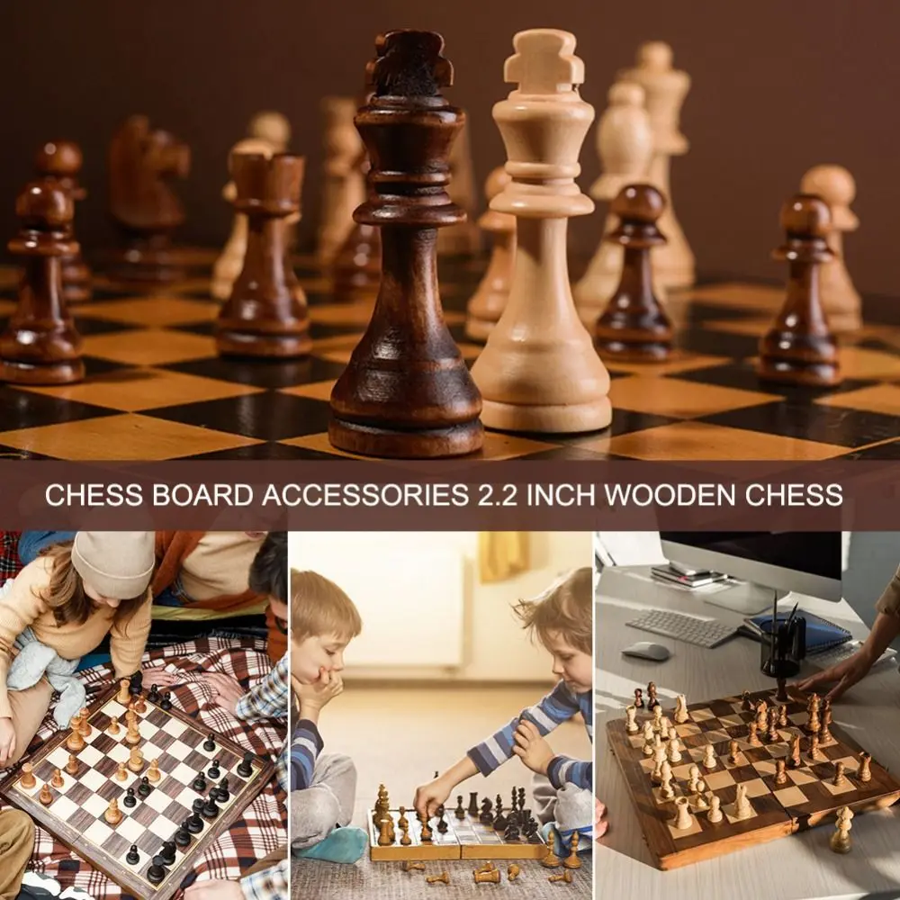 

32PCS 2.2 in Wooden Chess International Wooden Word Chess Set Improve Intelligence Standard Chess Game