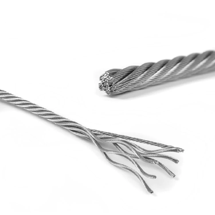 Hot Sale Ss 316 Marine Rope 3Mm 20Mm 22Mm 24Mm 1X19 7X7 7X19 6X19 6X26 19X7 Stainless Steel Wire Rope