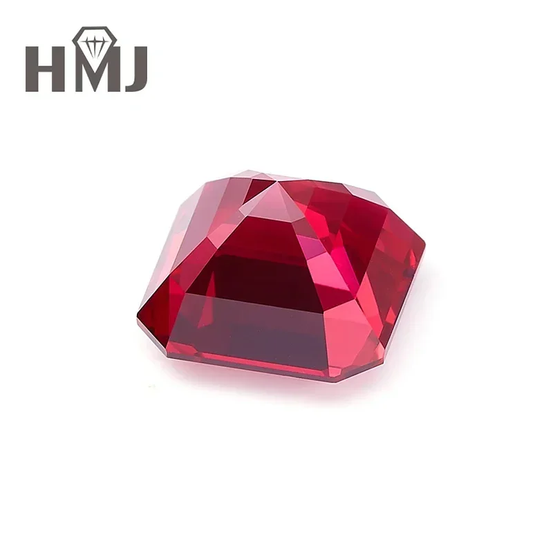 مختبر نمت روبي حمامة الدم الأحمر Asscher مربع الشكل الأحجار الكريمة DIY بها بنفسك الخرز صنع مواد المجوهرات AGL شهادة أعلى جودة