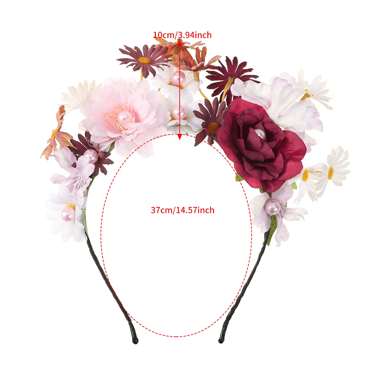 Haimeikang Simulated Flower Headband Pink Fashion Wedding Hair Wreath Hair Hoops Hair Band Women Summer New Hair Accessories