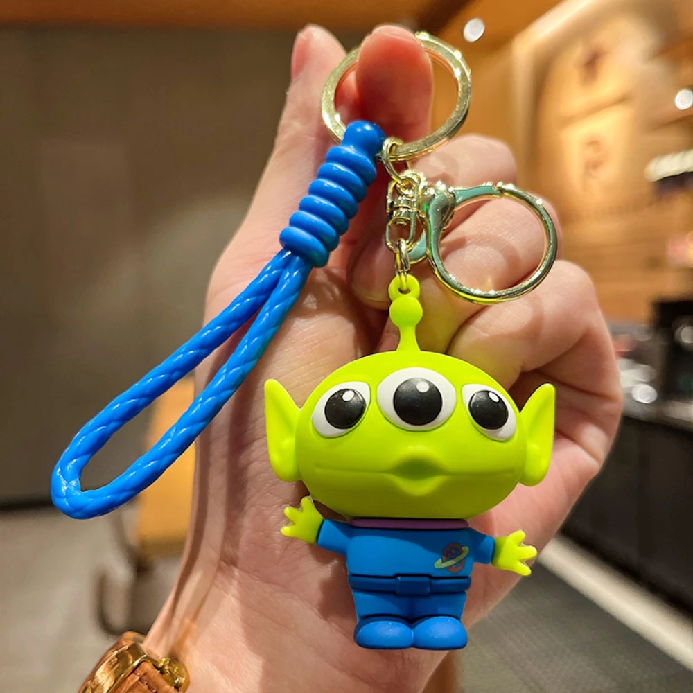 Toy Story Keychain Cute Three Eyes Alien Keyring Pendant Kawaii Disney Bag Accessories Decorative Gift Key Chain Girls