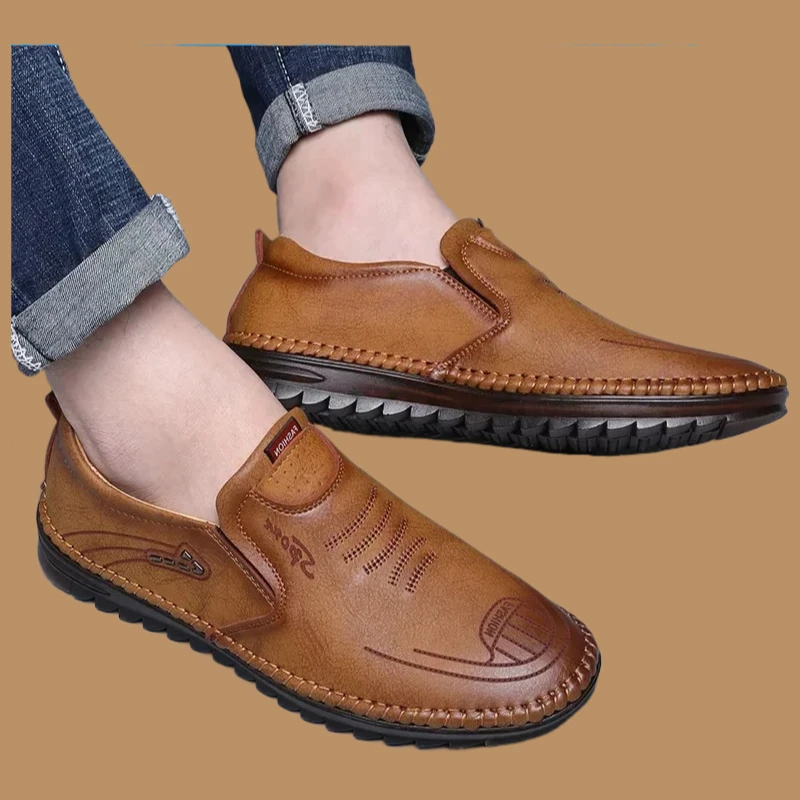 

Men Shoes Handmade Leather Footwear Male Casual Business Flats Outdoor Soft Soled Travel Sneakers Brand Moccasins High Quality