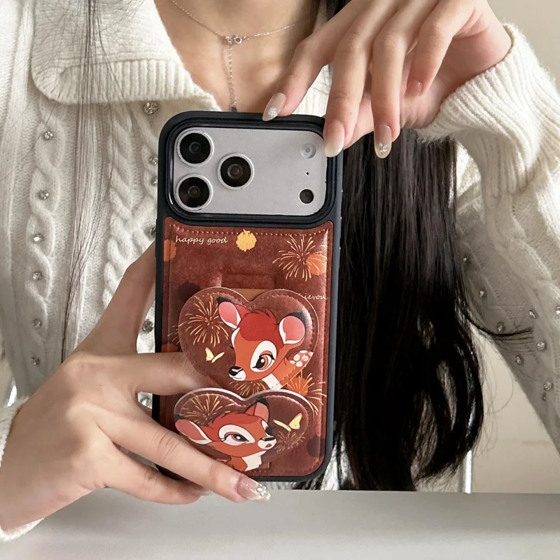

Cute Cartoon Little Deer Leather Phone Case For iPhone 17 Pro 16 15 Pro Max Back Cover Shockproof Leather Cases For iPhone 15 Co