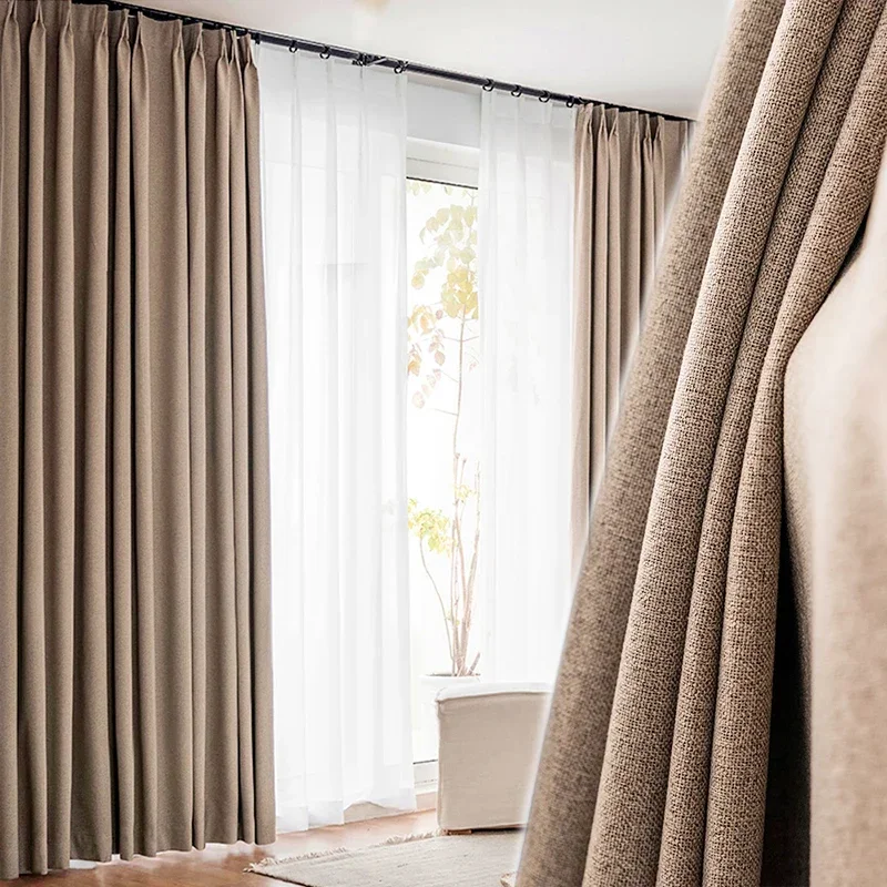 

Linen Look 100% Blackout Curtains for Bedroom Window Curtains for Living Room Custom Size Extra Long Modern Blind Thick Drapes