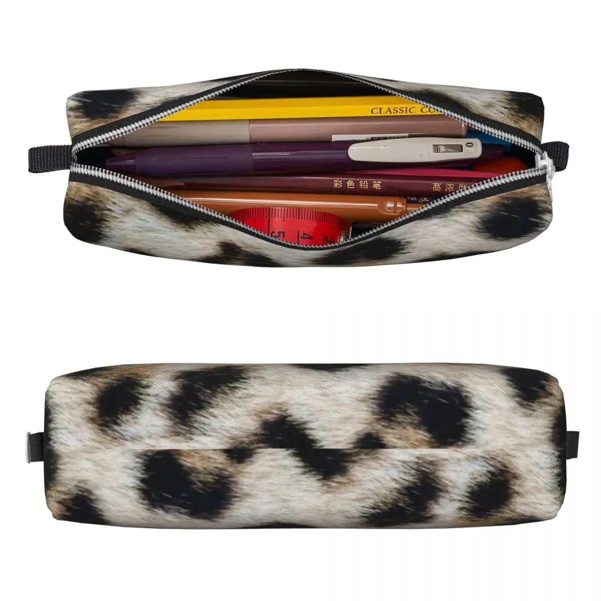 Leopard Animal Fur Printing Pencil Case Fashion Pen Box Bag Girl Boy Big Capacity School Supplies Gifts Pencil Pouch