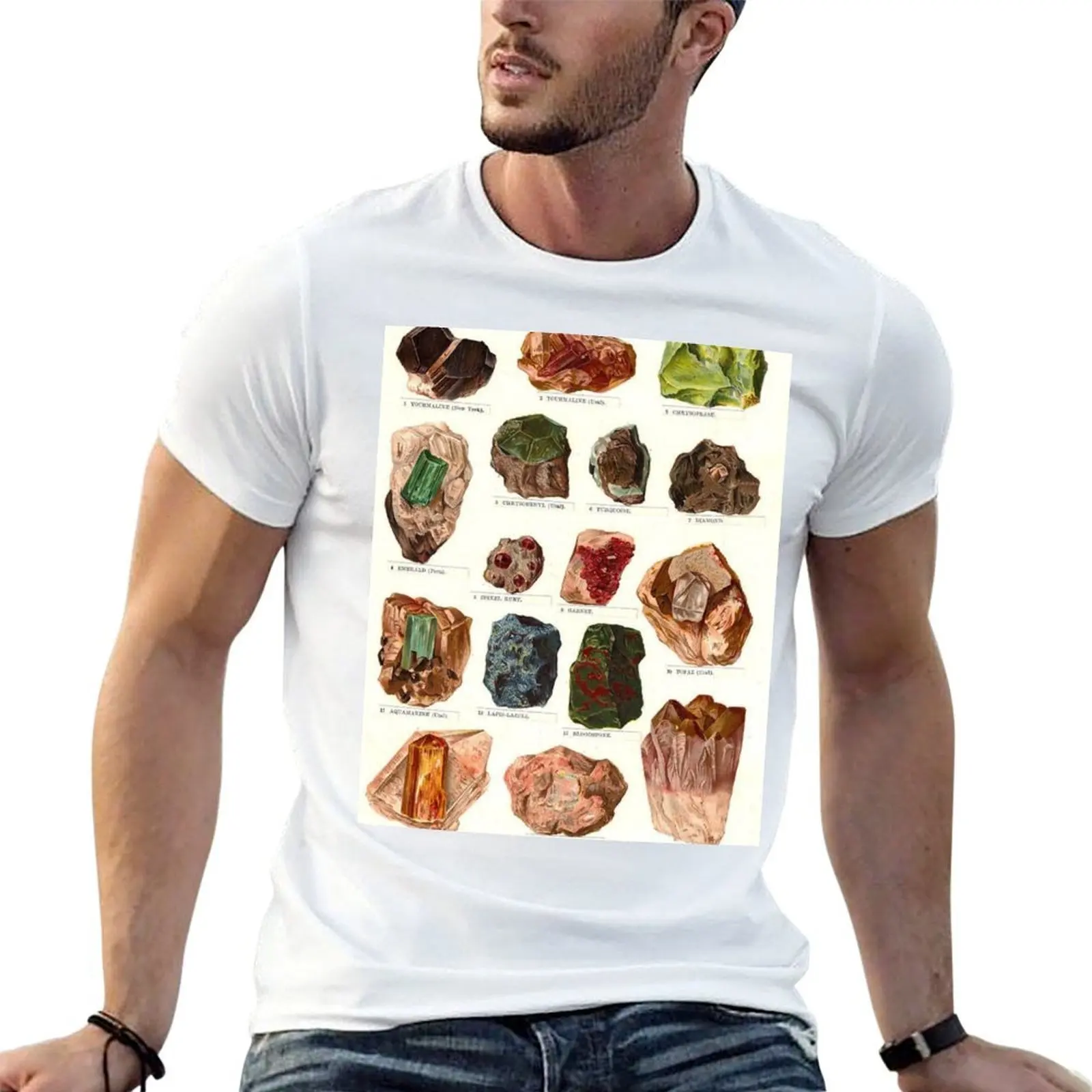 Minerals Vintage Scientific Illustrations Lithograph Encyclopedia Diagrams Precious Stones T-Shirt