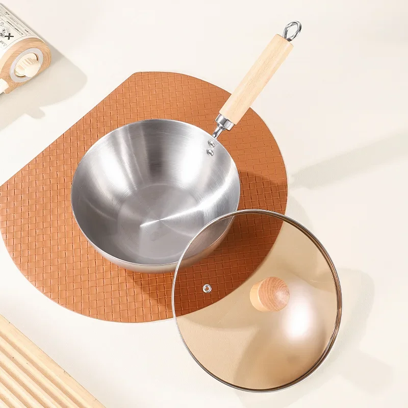 Frigideira wok pequena sem revestimento, aço inoxidável 316, panela de indução para cozinha doméstica, fogão a gás, frigideira e