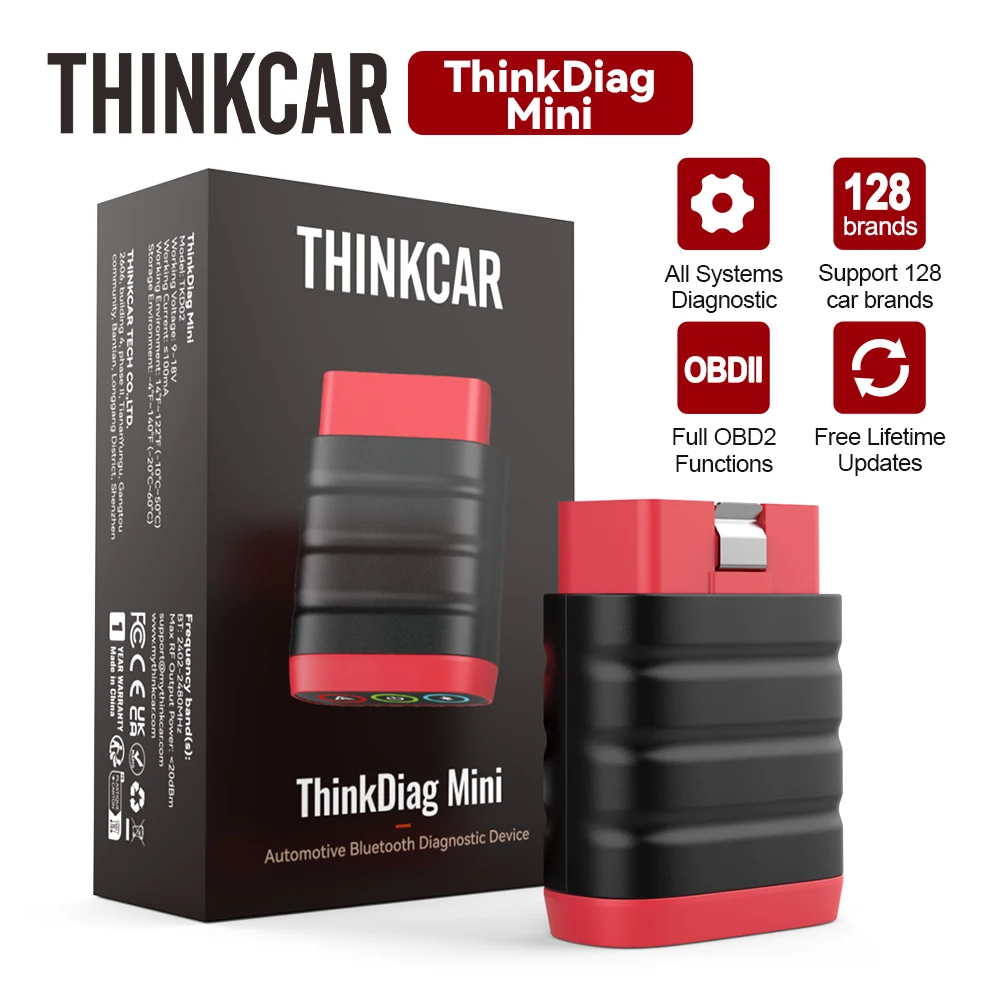 THINKCAR THINKDIAG MINI Auto Scanner Erase Error Code Read Full System ECM SRS OBD2 Car Diagnostics Tools via THINKDIAG+ APP