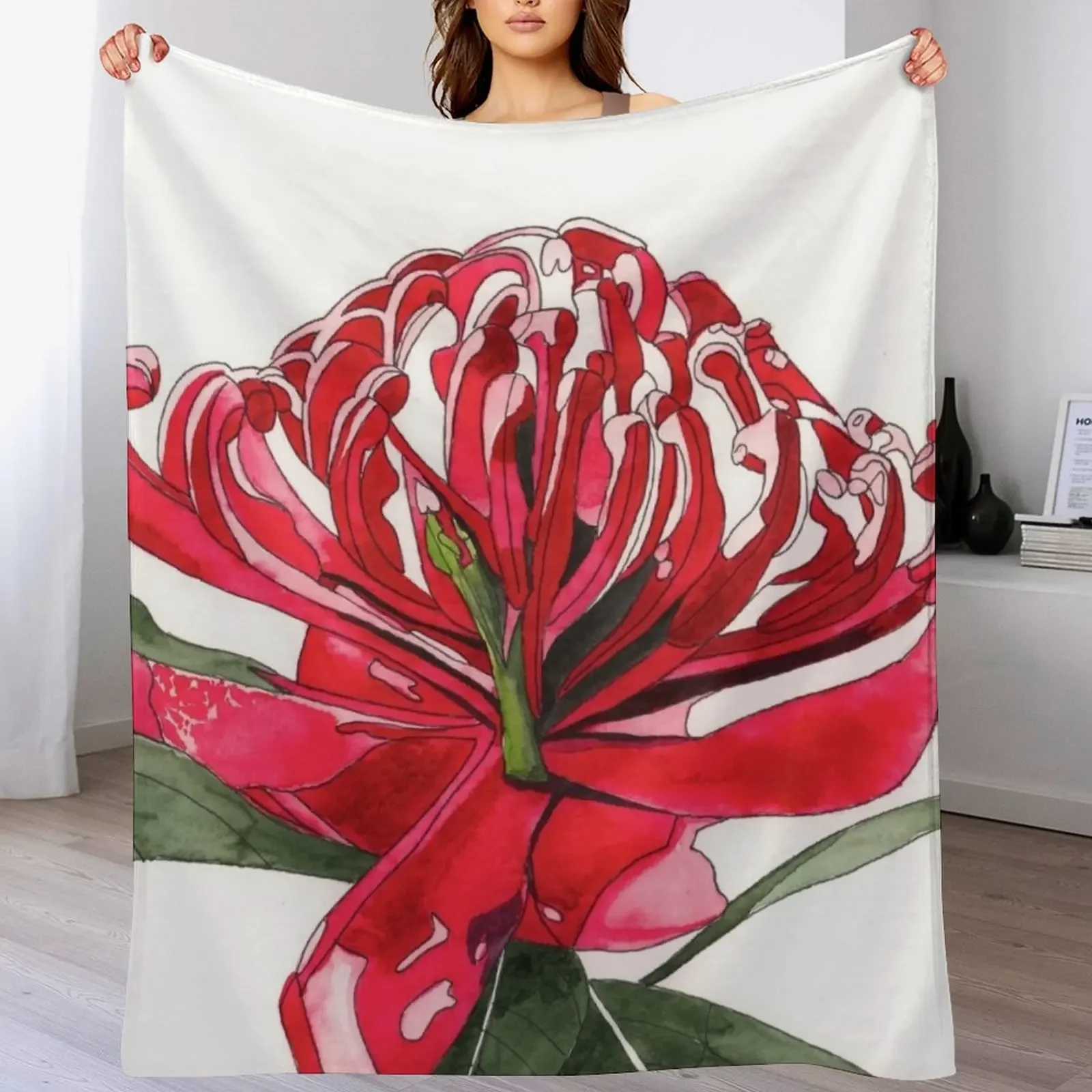 

New Waratah flower red Australian Flora Throw Blanket Bed funny gift For Baby For Sofa Thin Blankets