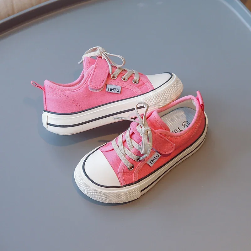 Children\'s Canvas Shoes Spring Autumn Thin Section Pink Girls Middle and Large Kids Casual Cloth Shoes Boys Soft Kids Sneakers