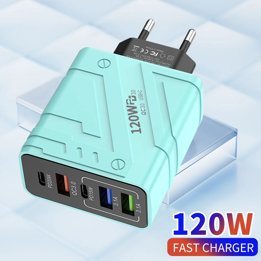 إجمالي 120 واط شاحن سريع شحن سريع 3.0 USB نوع C شاحن الهاتف المحمول محول الطاقة آيفون هواوي Xiaomi PD شحن المكونات #1