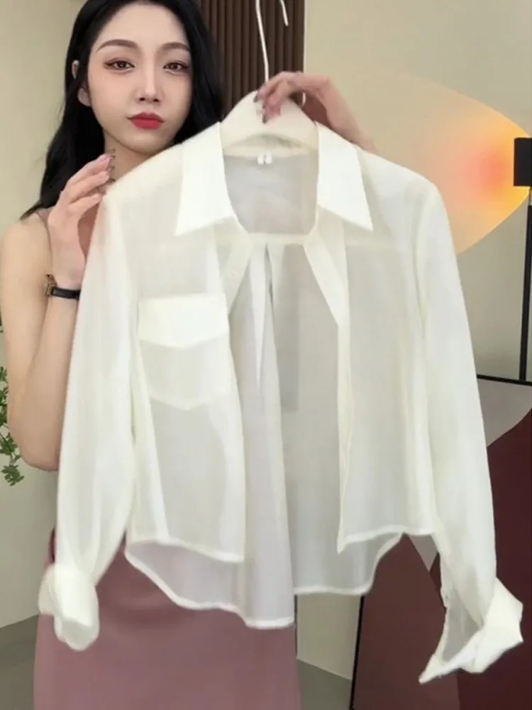 Summer Women's Short Sleeve Sun Protection Shirt Thin Design Sense Apricot Color with Strap Dress Outer Cardigan Small Jacket...
