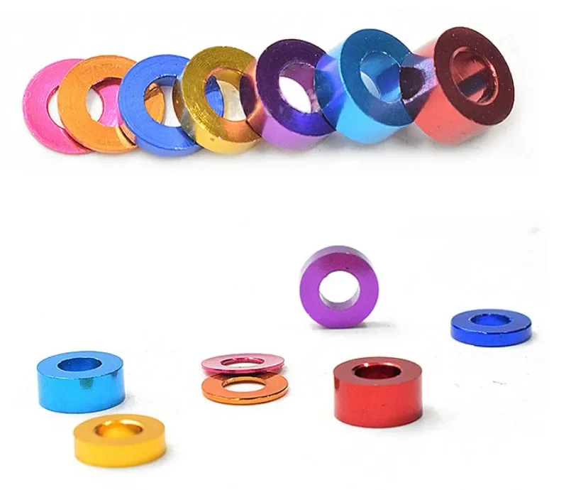 Weiyi 20 Stück M2 M2.5 M3 M4 M5 M6 x Dicke 0,5 mm bis 3 mm Bunte Aluminium-Flachdichtungsscheiben für RC-Teile – Detail 3